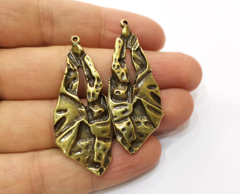 2 Antique Bronze Charms Antique Bronze Plated Charms (50x20mm)  G18785