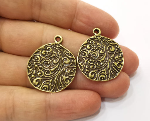 2 Antique Bronze Charms Antique Bronze Plated Charms (30x26mm)  G18787