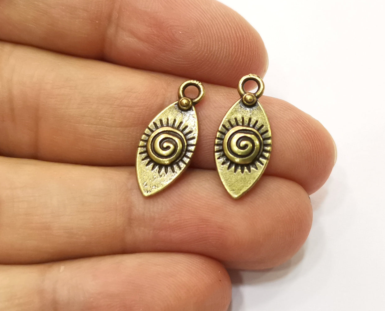 10 Spiral Antique Bronze Charms Antique Bronze Plated Charms (20x9mm)  G18788