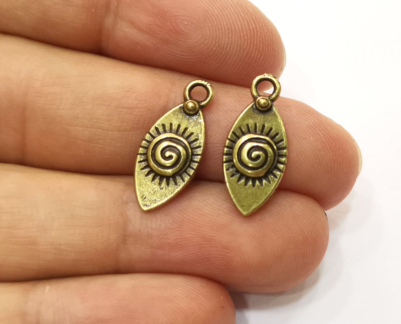 10 Spiral Antique Bronze Charms Antique Bronze Plated Charms (20x9mm)  G18788