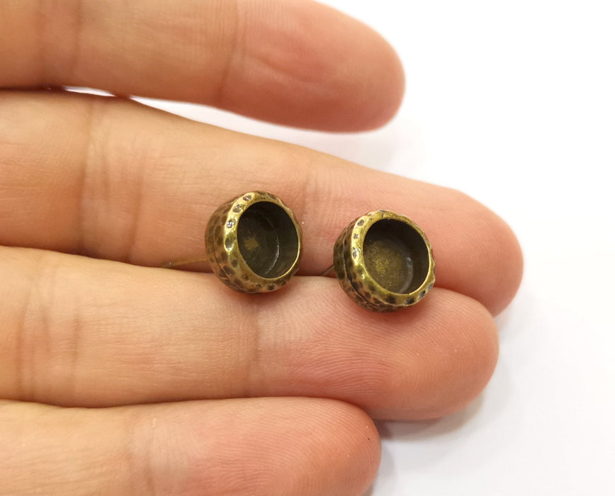 1 Pair Earring Blank Base Settings Antique Bronze Resin Blank Cabochon Base inlay Blank Mountings Antique Bronze Plated (8mm blank) G18789