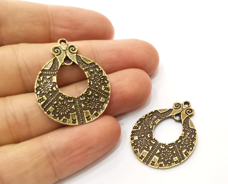 2 Antique Bronze Charms Antique Bronze Plated Charms (34x26mm)  G18790