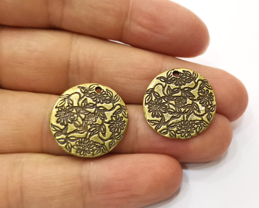4 Flower Antique Bronze Charm Antique Bronze Plated Charm (20mm) G18791