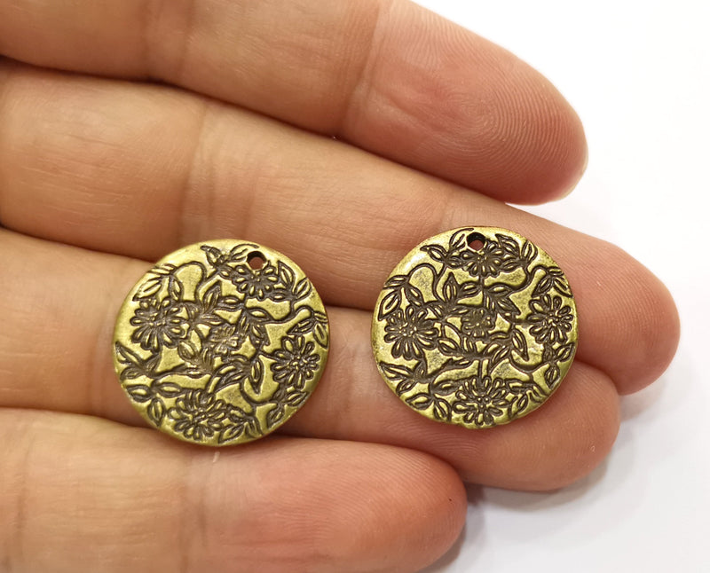 4 Flower Antique Bronze Charm Antique Bronze Plated Charm (20mm) G18791