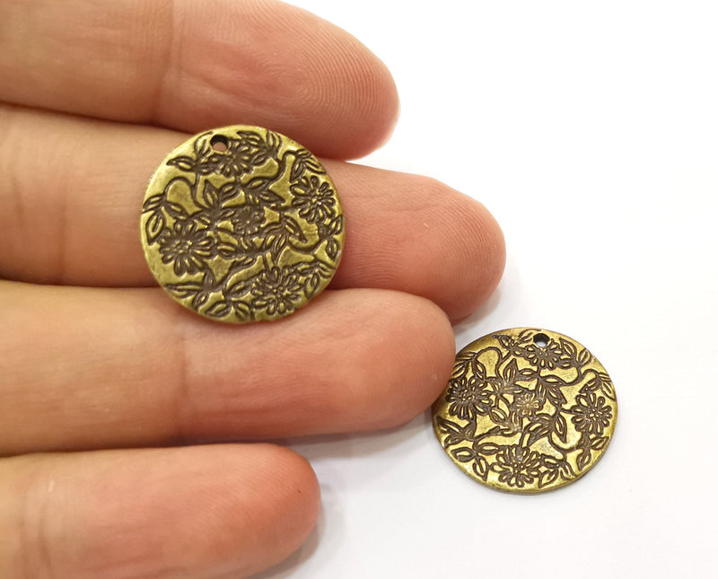 4 Flower Antique Bronze Charm Antique Bronze Plated Charm (20mm) G18791