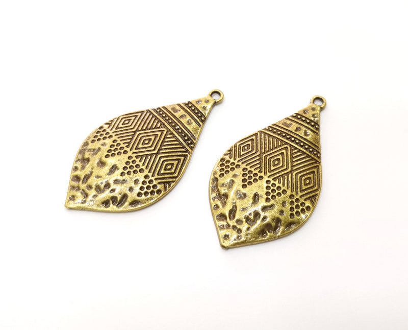 2 Antique Bronze Charms Antique Bronze Plated Charms (44x23mm)  G18794