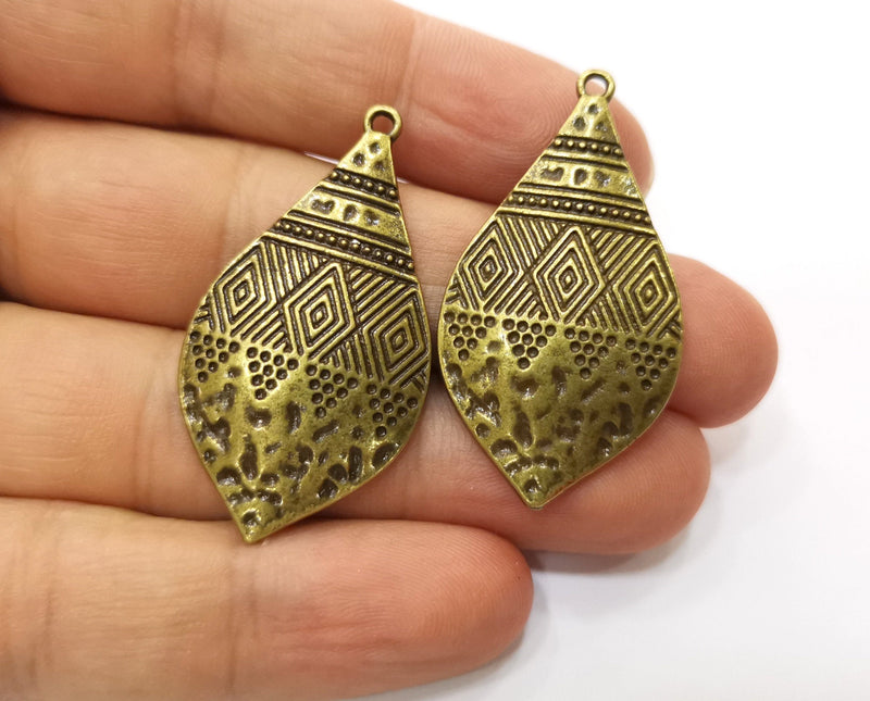 2 Antique Bronze Charms Antique Bronze Plated Charms (44x23mm)  G18794
