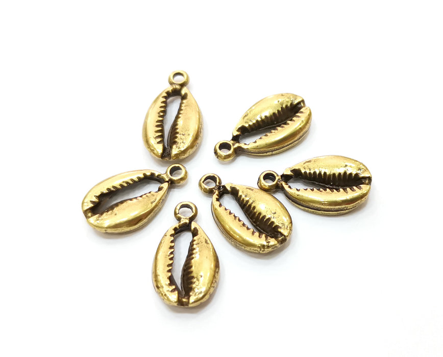 10 Cowrie Shell Charms Antique Bronze Charms Antique Bronze Plated Charm (18x10mm) G18796