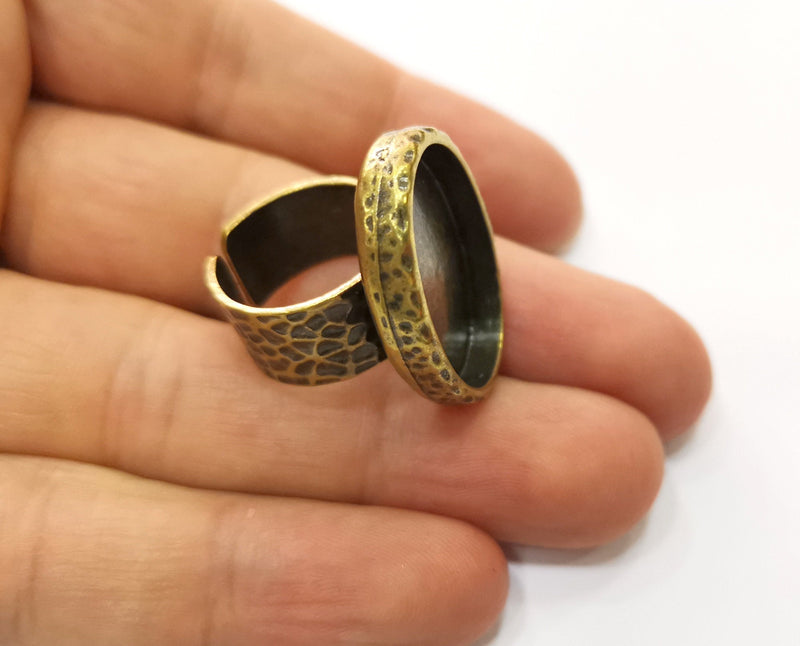 Ring Blank Setting Cabochon Base inlay Ring Back Mounting Adjustable Ring Base Bezel (26x18mm oval blank) Antique Bronze Plated G18798