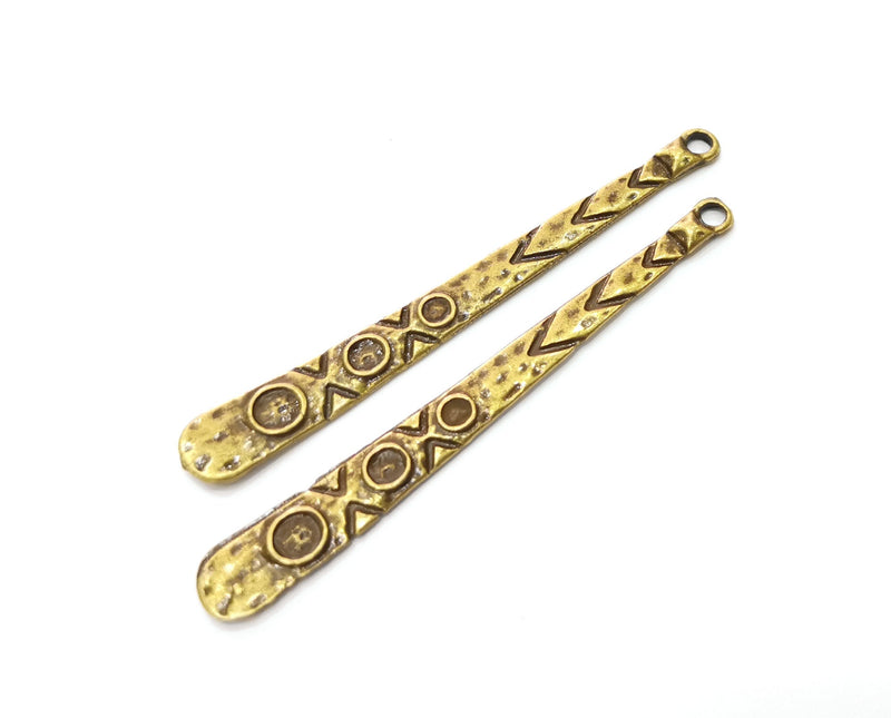 6 Antique Bronze Charms Antique Bronze Plated Charms (60x7mm)  G18799