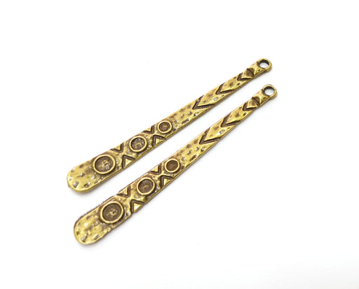 6 Antique Bronze Charms Antique Bronze Plated Charms (60x7mm)  G18799