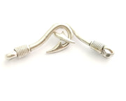 4 Silver Hook Charms Antique Silver Plated Charms (36x13mm) G18322
