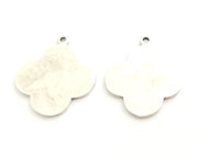 4 Silver Clover Charms Antique Silver Plated Charms (28x25mm) G18324
