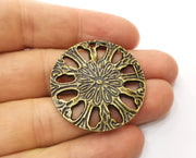 2 Antique Bronze Flower Charms Antique Bronze Plated Charms (37mm) G18801