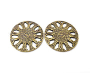 2 Antique Bronze Flower Charms Antique Bronze Plated Charms (37mm) G18801