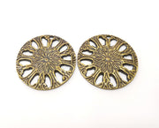 2 Antique Bronze Flower Charms Antique Bronze Plated Charms (37mm) G18801