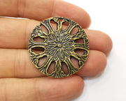 2 Antique Bronze Flower Charms Antique Bronze Plated Charms (37mm) G18801