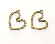 10 Bronze Hammered Heart Charms Antique Bronze Plated Charms (25x26mm)  G18328