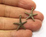 10 Starfish Charms Antique Bronze Plated Charms (20x18mm)  G18329