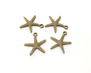 10 Starfish Charms Antique Bronze Plated Charms (20x18mm)  G18329
