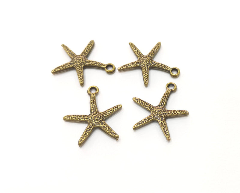 10 Starfish Charms Antique Bronze Plated Charms (20x18mm)  G18329