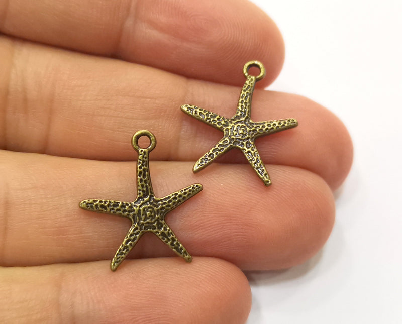 10 Starfish Charms Antique Bronze Plated Charms (20x18mm)  G18329