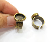 Antique Bronze Ring Blank Setting Cabochon Base inlay Ring Backs Mounting Adjustable Ring Bezel (14x10mm blank) Antique Bronze Plated G18804