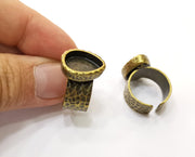 Antique Bronze Ring Blank Setting Cabochon Base inlay Ring Backs Mounting Adjustable Ring Bezel (14x10mm blank) Antique Bronze Plated G18804