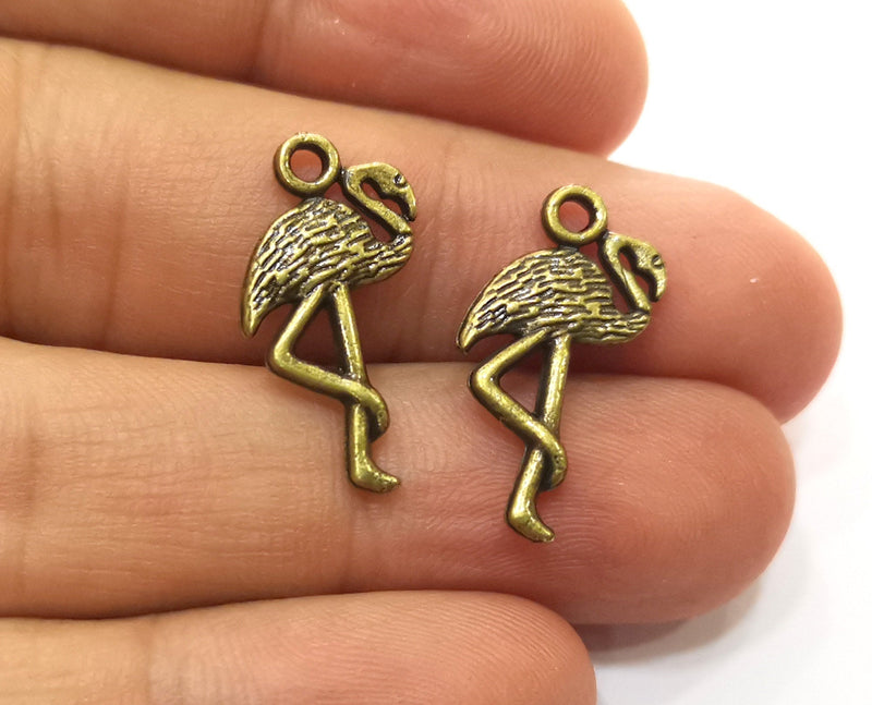 10 Flamingo Charms Antique Bronze Plated Charms (23x12mm)  G18331