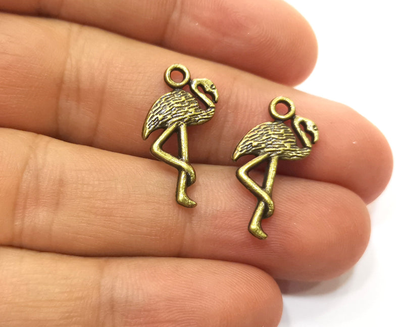 10 Flamingo Charms Antique Bronze Plated Charms (23x12mm)  G18331