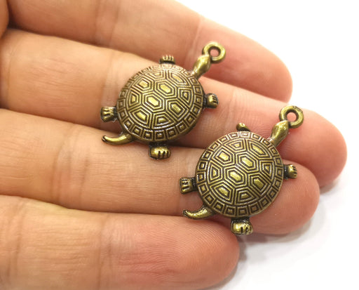 4 Turtle Charms Antique Bronze Plated Charms (35x18mm)  G18332