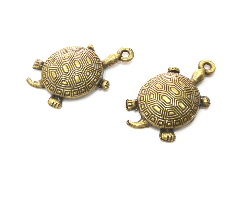 4 Turtle Charms Antique Bronze Plated Charms (35x18mm)  G18332