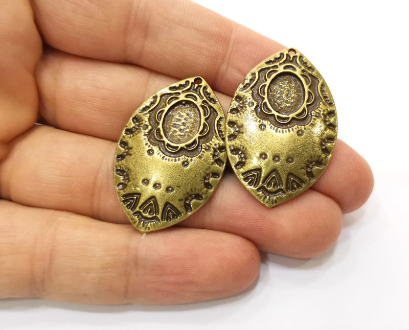2 Antique Bronze Charms Antique Bronze Plated Charms (38x25mm)  G18806