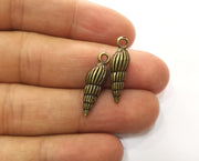10 Sea Shell Charms Antique Bronze Plated Charms (24x7mm)  G18333
