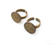 Antique Bronze Ring Blank Base Bezel Settings Cabochon Base Mountings Adjustable (17mm blank ) Antique Bronze Plated G18807