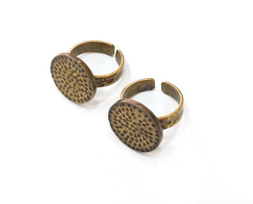 Antique Bronze Ring Blank Base Bezel Settings Cabochon Base Mountings Adjustable (17mm blank ) Antique Bronze Plated G18807
