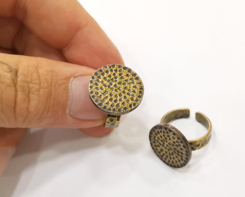 Antique Bronze Ring Blank Base Bezel Settings Cabochon Base Mountings Adjustable (17mm blank ) Antique Bronze Plated G18807