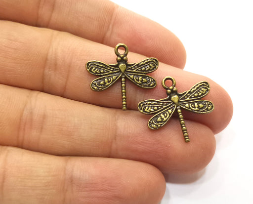 10 Dragonfly Charms Antique Bronze Plated Charms (21x19mm)  G18334