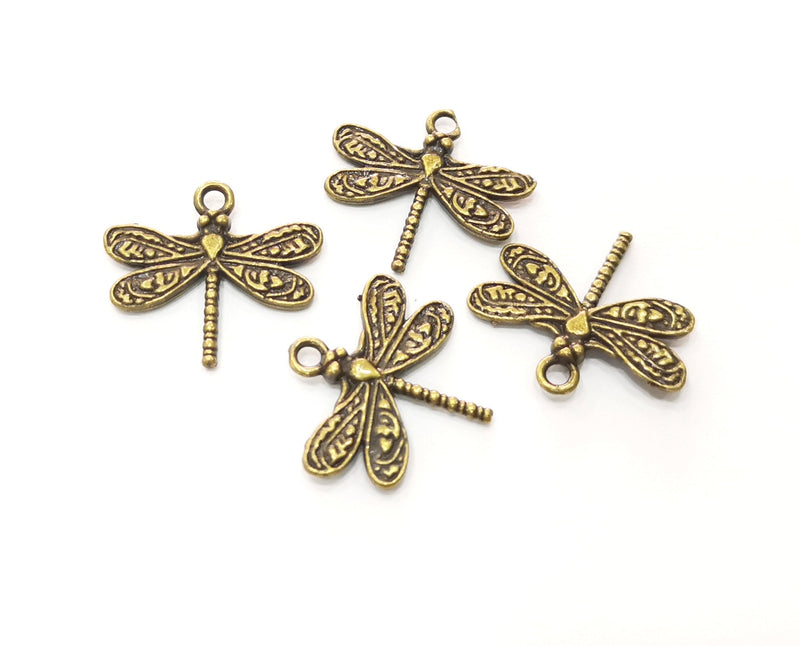 10 Dragonfly Charms Antique Bronze Plated Charms (21x19mm)  G18334