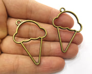 2 Ice Cream Charms Antique Bronze Plated Charms (45x32mm)  G18335