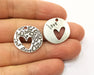 4 Heart Charms Antique Silver Plated Charms (21mm) G18808