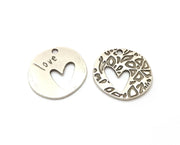 4 Heart Charms Antique Silver Plated Charms (21mm) G18808