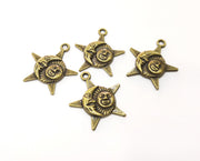 10 Sun,Moon and Star Charms Antique Bronze Plated Charms (27x24mm)  G18336