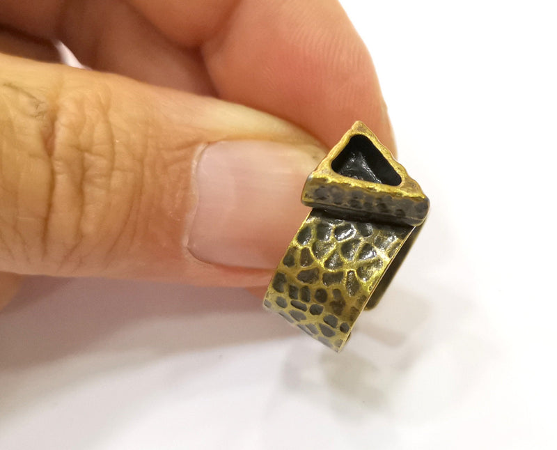 Antique Bronze Ring Blank Setting Cabochon Base inlay Ring Backs Mounting Adjustable Ring Bezel (6x6mm blank) Antique Bronze Plated G18809