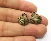 10 Sea Shell Charms Antique Bronze Plated Charms (18x14mm)  G18337