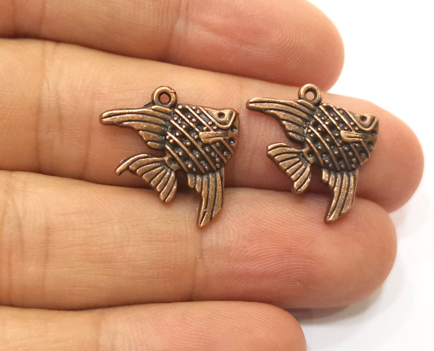 10 Fish Charms Antique Copper Plated Charms (21x18mm)  G18339