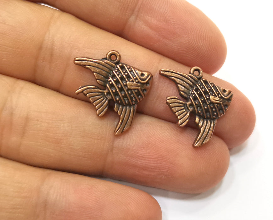 10 Fish Charms Antique Copper Plated Charms (21x18mm)  G18339