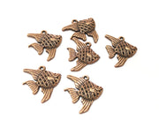 10 Fish Charms Antique Copper Plated Charms (21x18mm)  G18339