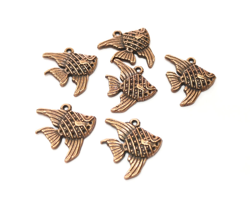 10 Fish Charms Antique Copper Plated Charms (21x18mm)  G18339