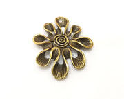 2 Flower Charm Antique Bronze Charm (44x37mm) G18810